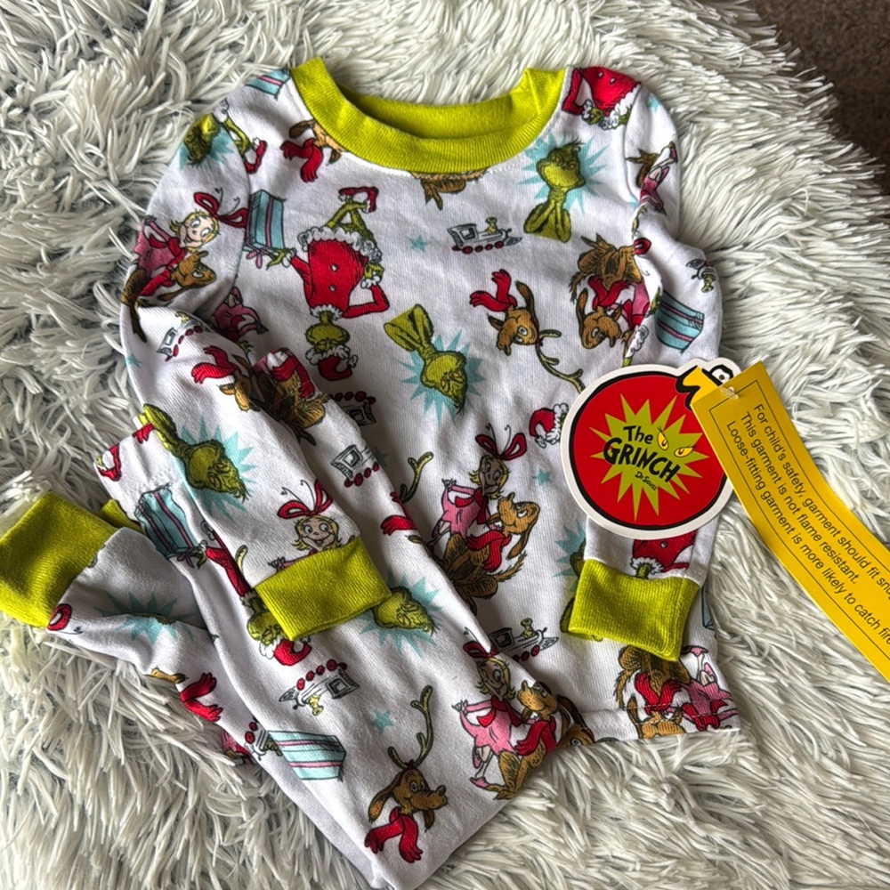 Dr. Seuss Green and White Pajama Sets with Whimsical Grinch Design
